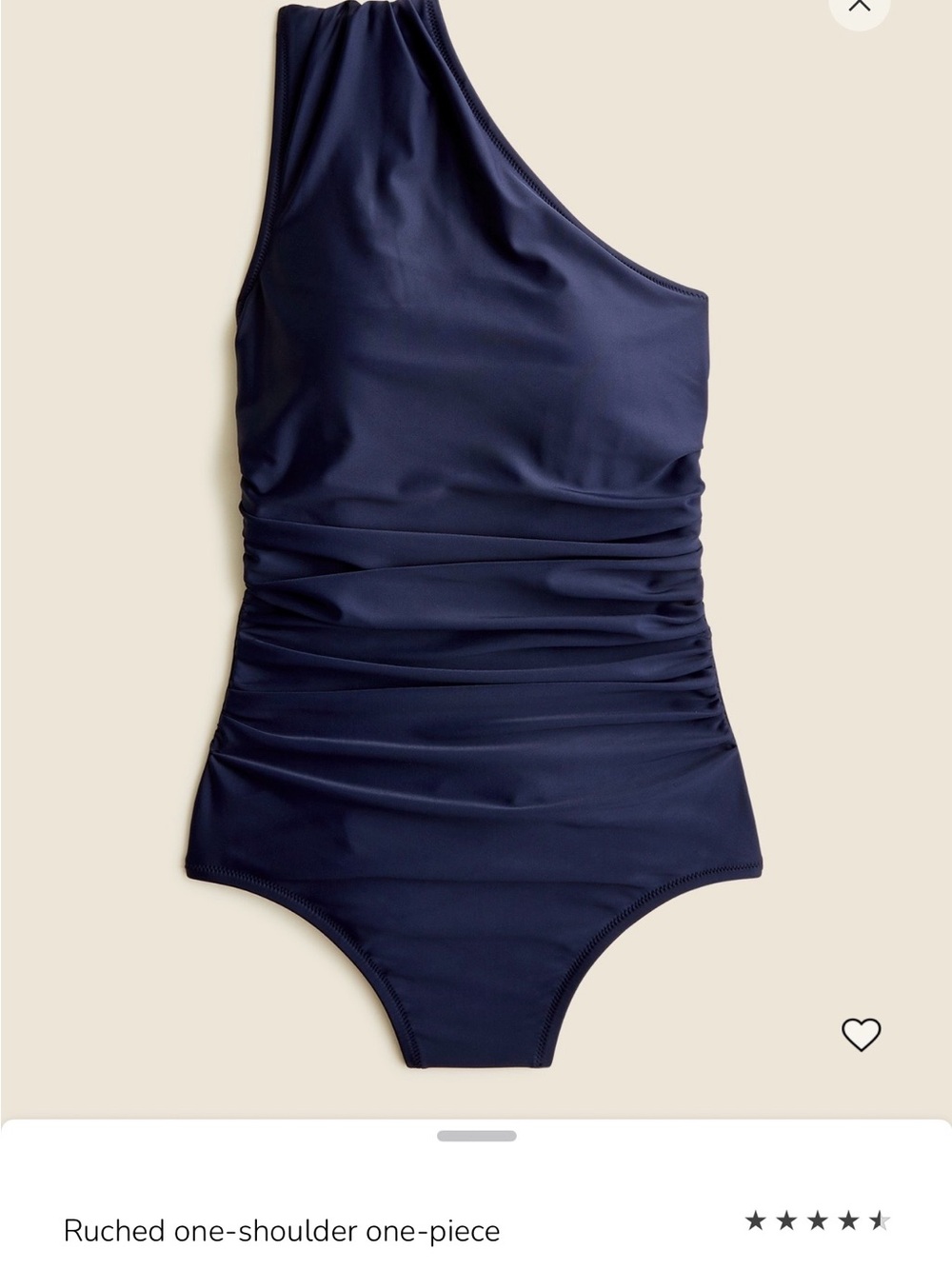 J. Crew Navy One-Shoulder long Torso Ruched One-Piece Swimsuit